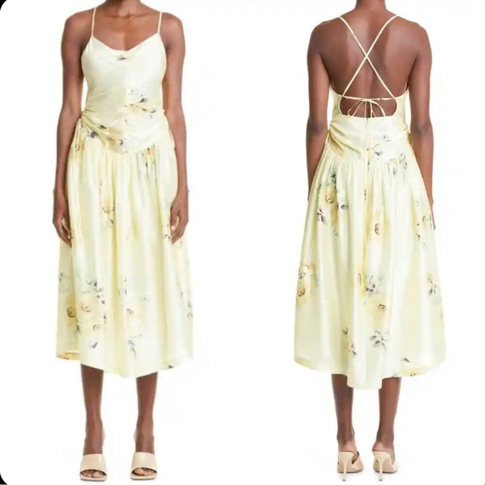 Rebecca Taylor Floral-Print Silk Open-Back Dress